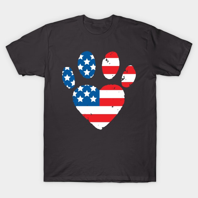 Patriotic Love USA Pride Paw Print American Flag Dog Owner product T-Shirt by nikkidawn74